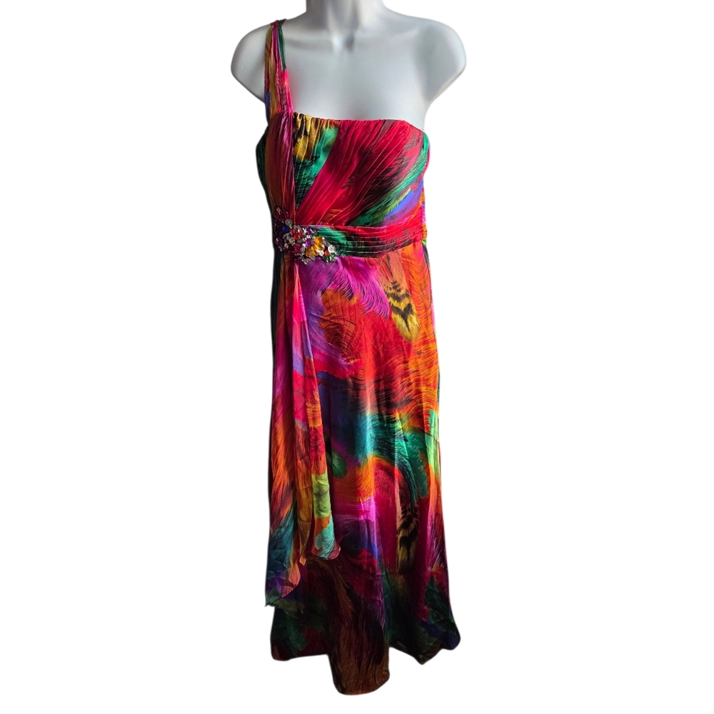 Ignite Evenings Vibrant One Shoulder Beaded Formal Gown Size 6